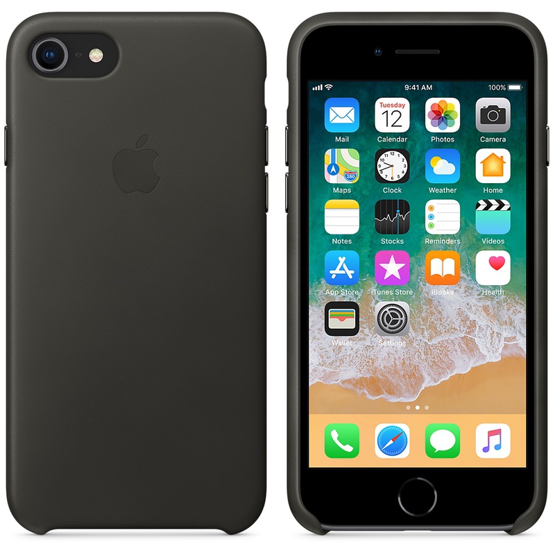 Apple MQH92ZM/A läderskal till iPhone 8/7, svart