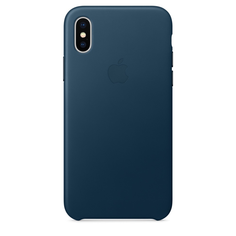 Apple MQTH2ZM/A läderskal till iPhone X, kosmosblå