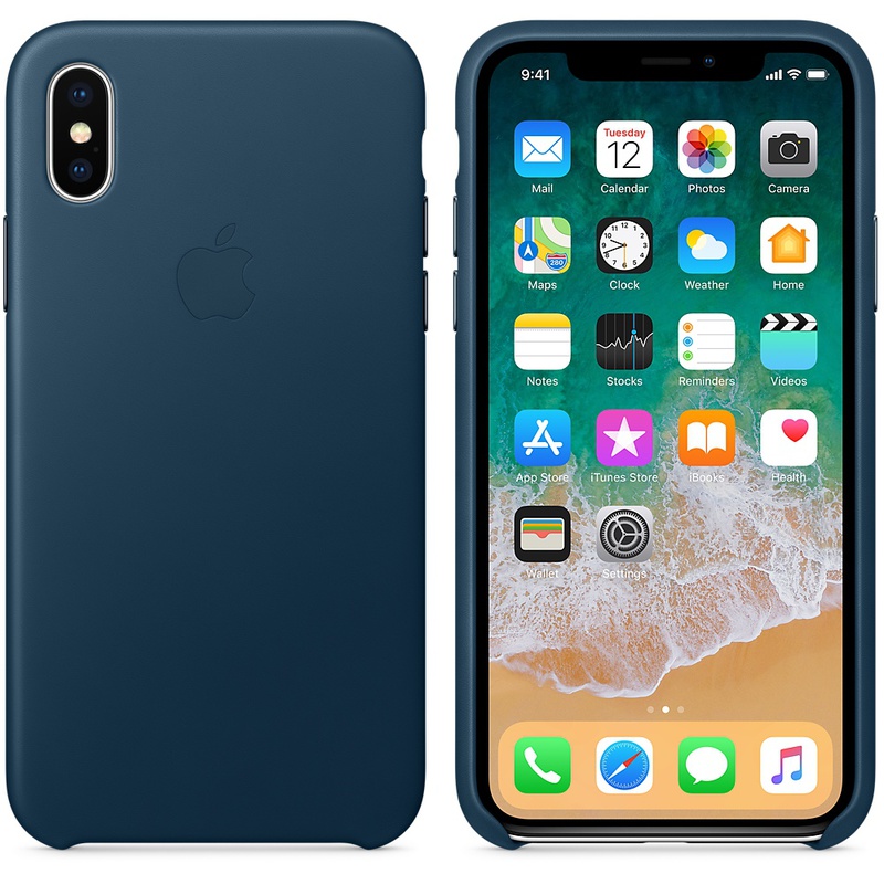 Apple MQTH2ZM/A läderskal till iPhone X, kosmosblå