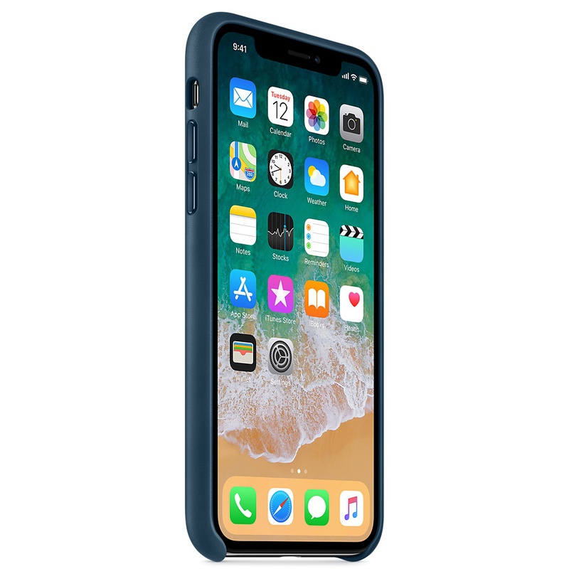 Apple MQTH2ZM/A läderskal till iPhone X, kosmosblå