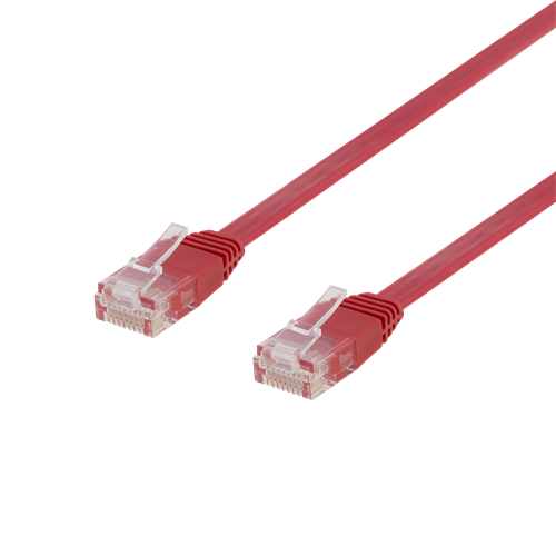 DELTACO nätverkskabel U/UTP Cat6, flat, 0,3m, 250MHz, röd