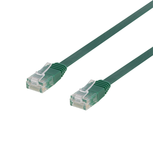 DELTACO nätverkskabel U/UTP Cat6, flat, 0,5m, 250MHz, grön