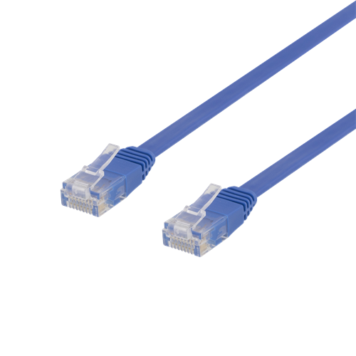 DELTACO nätverkskabel U/UTP Cat6, flat, 1m, 250MHz, blå