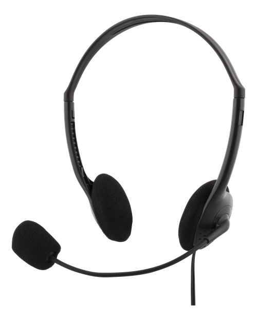 DELTACO Stereo Headset, 3,5mm minitele (4-polig), svart