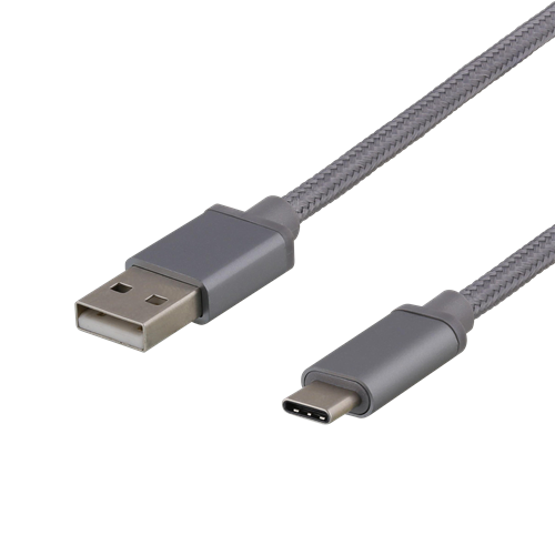 DELTACO USB 2.0 tygbeklädd, USB-C ha till USB-A ha, 1.5m, 3A