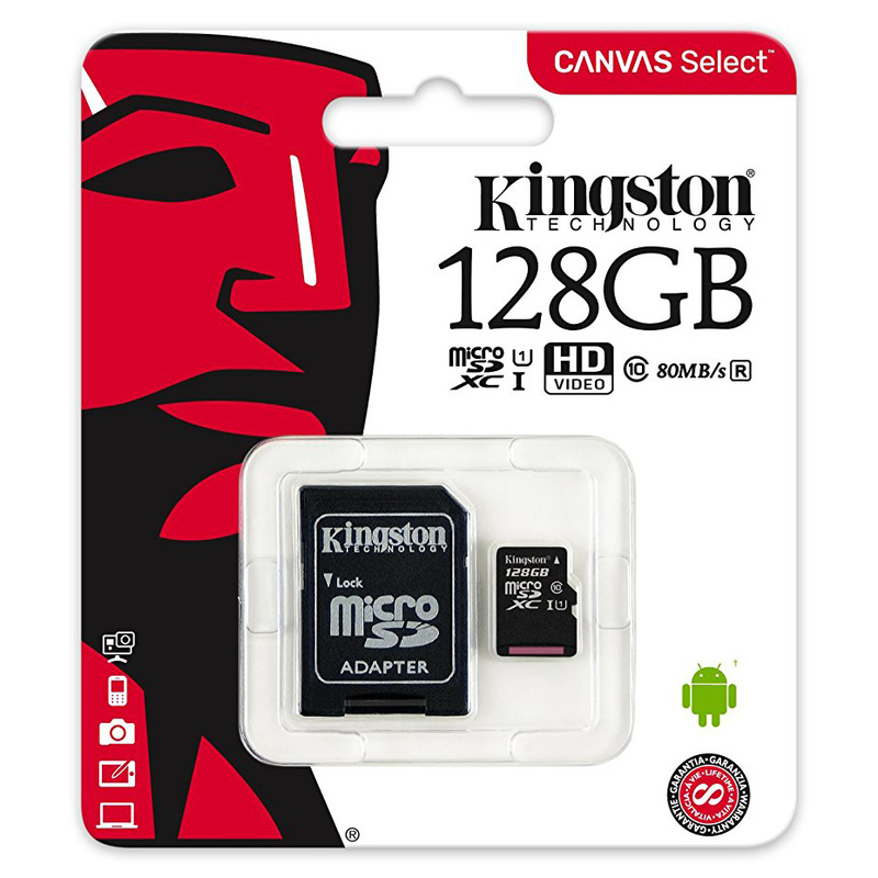 Kingston microSDXC Canvas Select 80R CL10 UHS-I +SD, 128GB