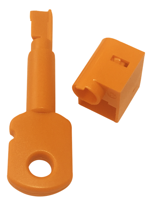 Säkerhets kit, 2 nycklar 4 lås, för RJ45-kontakt, orange