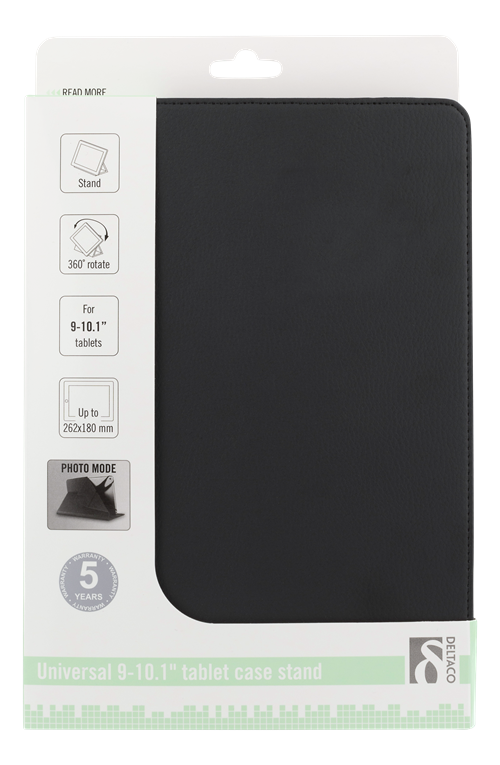 DELTACO Universal tablet fodral, 9/10,1", 360 grader, svart