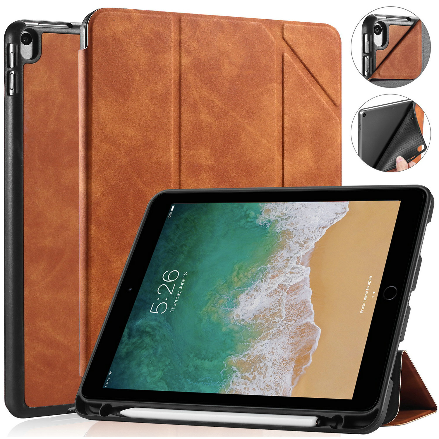 DG.MING Retro Style fodral till iPad Pro 10.5/iPad Air 3, brun