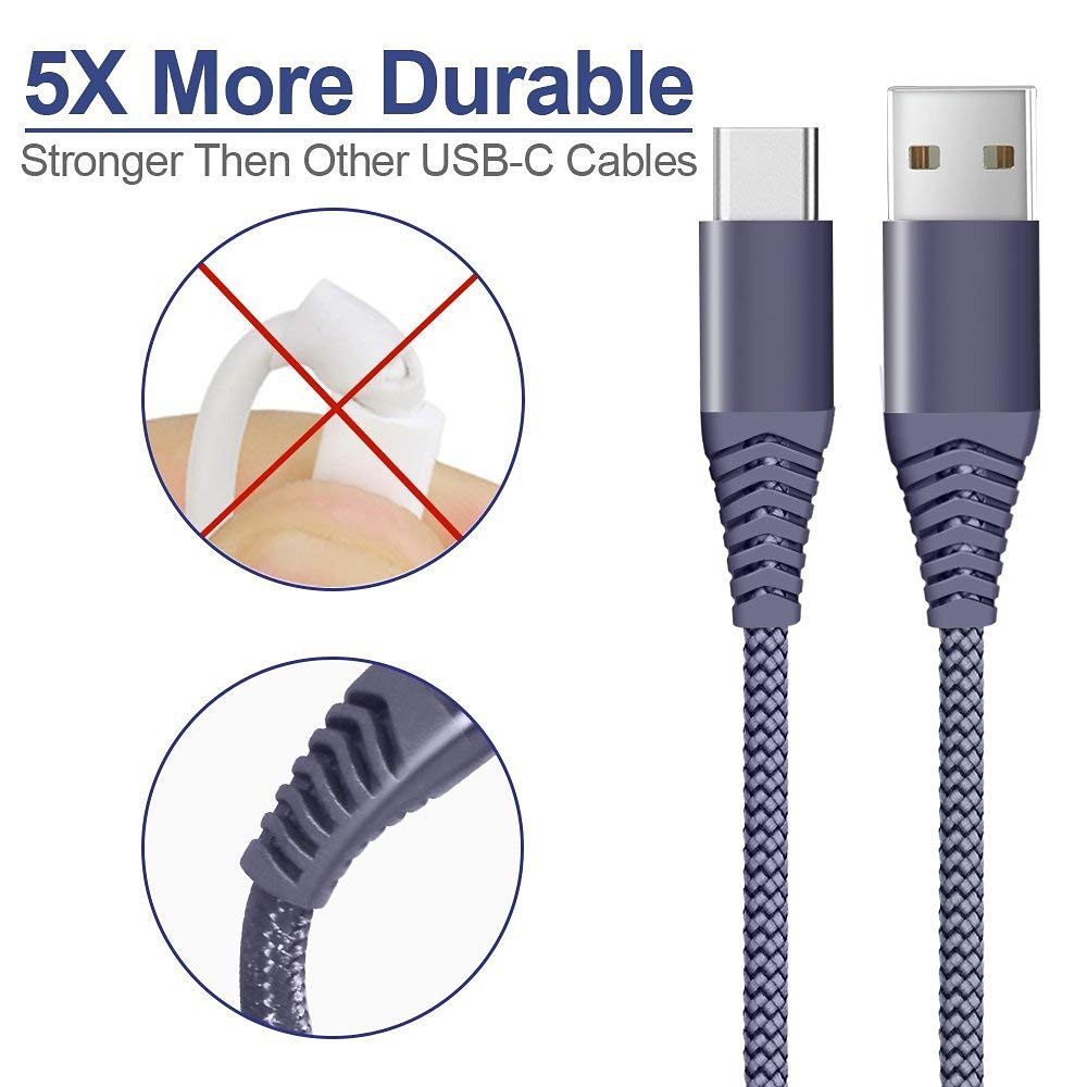 USB-C kabel 3.0, USB-A till USB-C snabbladdare, 1.8m, grå