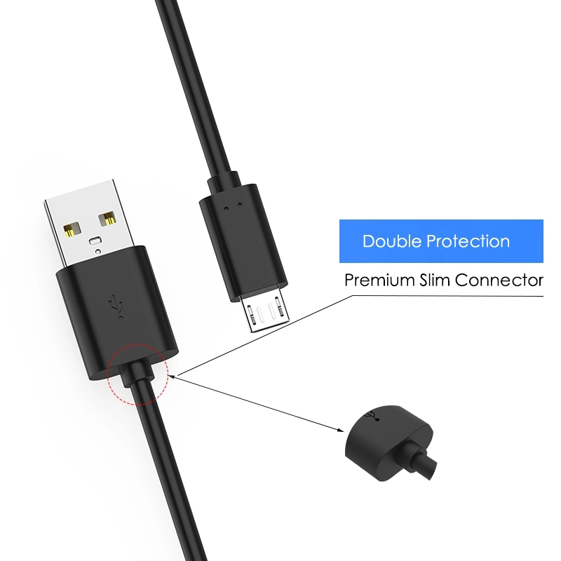 MicroUSB kabel, 2A, 80cm, svart