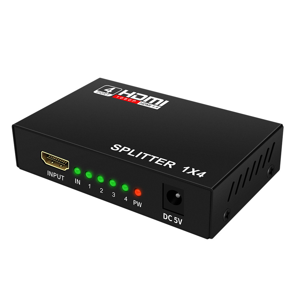 1x4 HDMI Splitter, 3D, 1080p HD, svart