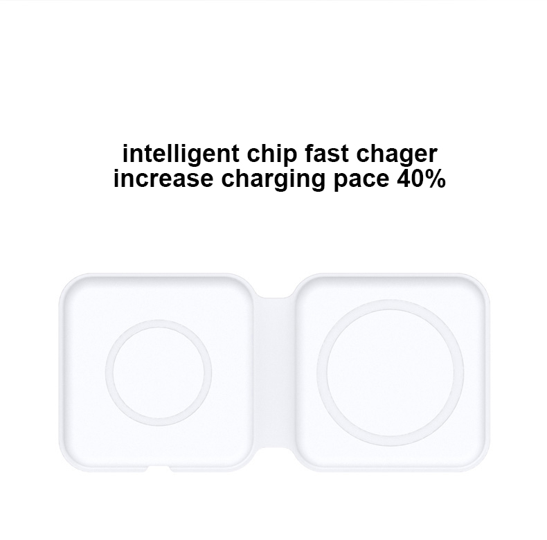 2-i-1 Magsafe magnetisk Qi-laddare, 15W, demoex