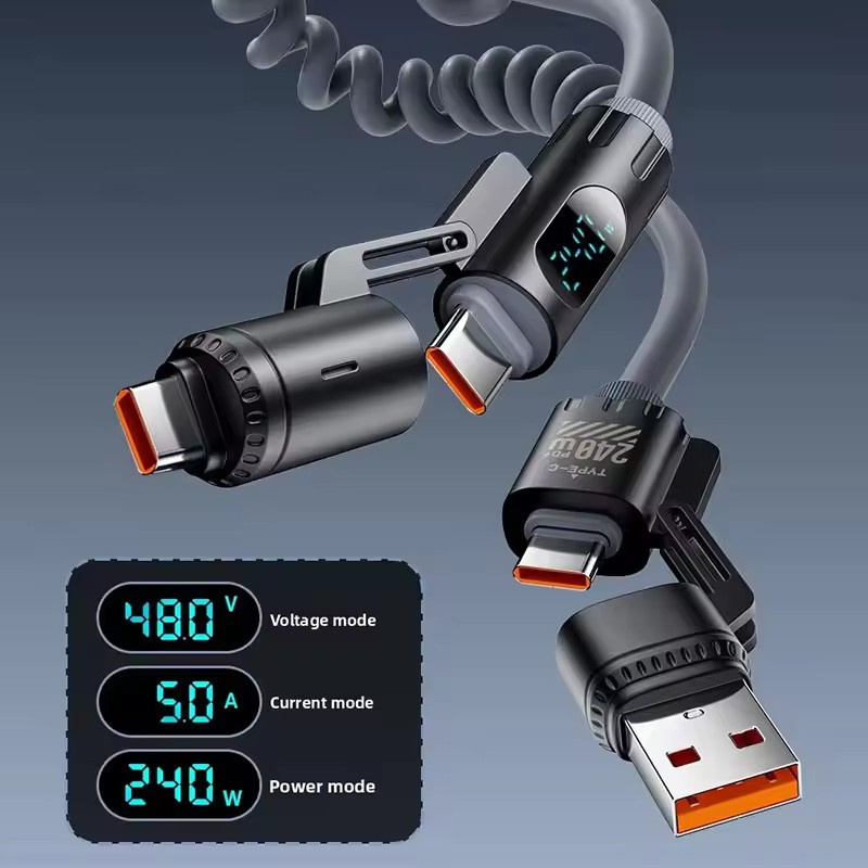 Fjäderlindad multikabel med display, 240W, 2m