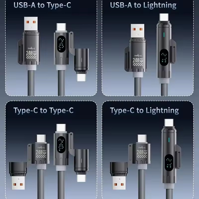 Fjäderlindad multikabel med display, 240W, 2m