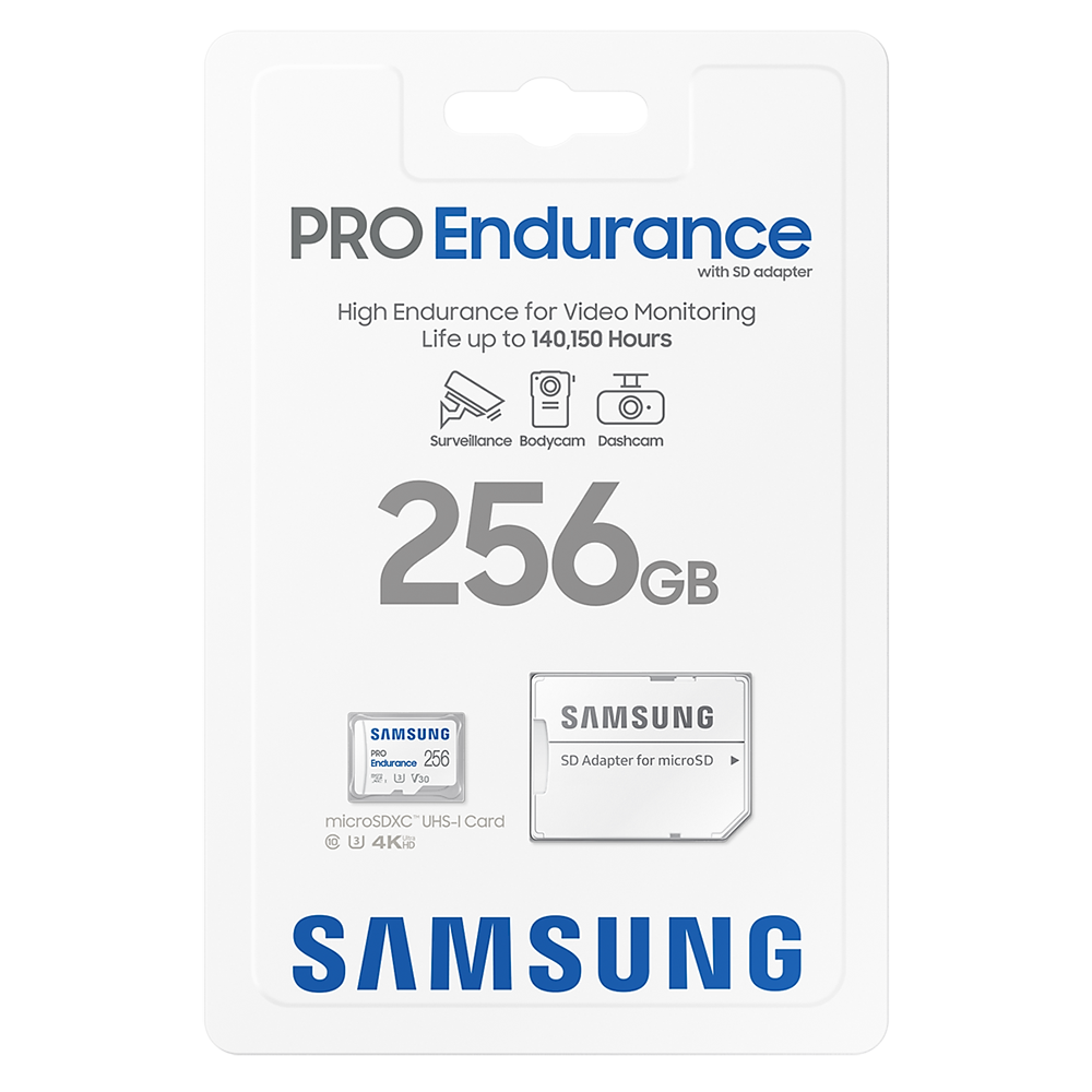 256GB Samsung PRO Endurance MicroSDXC Klass 10, UHS-I