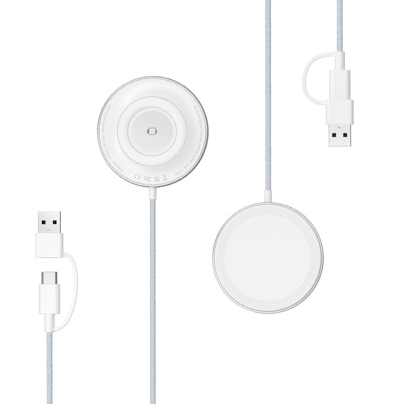 3-i-1 magnetisk trådlös laddare, 18W, vit