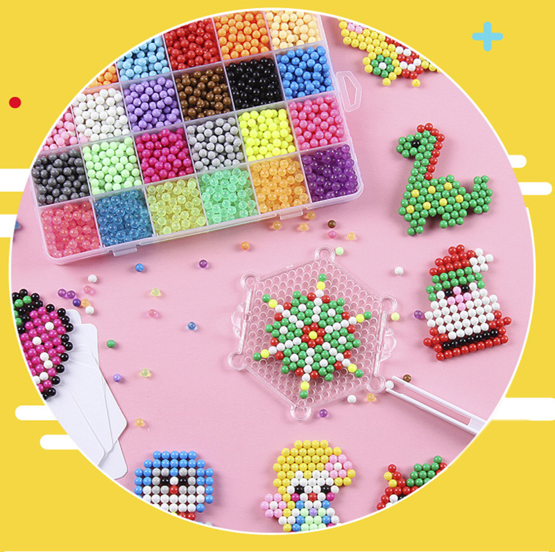 Waterbeads-kit med vattenpärlor i 34 färger, 8000 delar, rosa