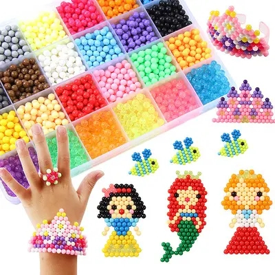 Waterbeads-kit med vattenpärlor i 34 färger, 8000 delar, rosa