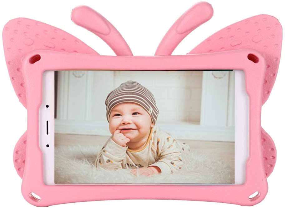 Fjärilsformat barnfodral, Samsung Tab A 8.0, rosa