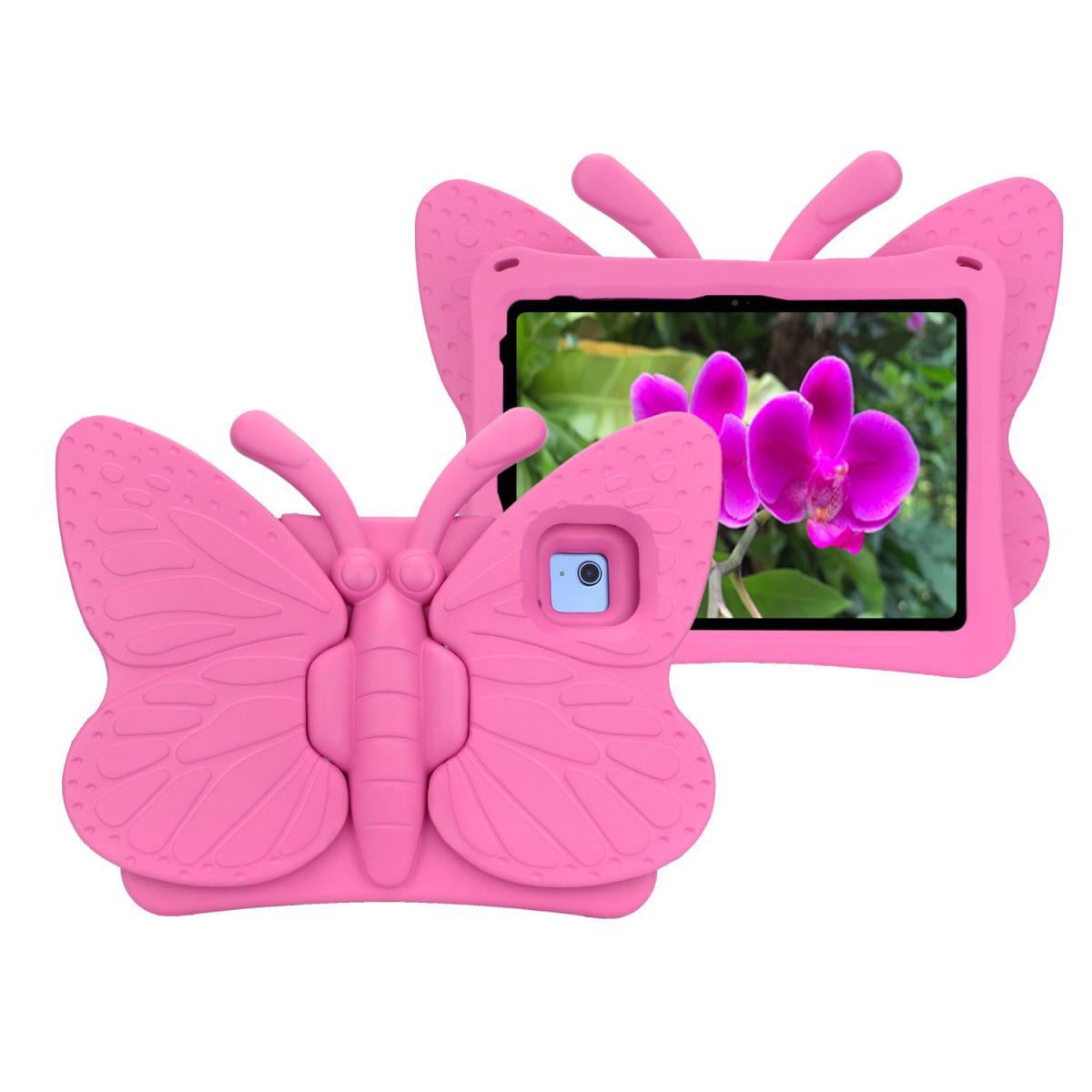 Fjärilsformat barnfodral till iPad 10.9" (2022, 10:e gen), rosa