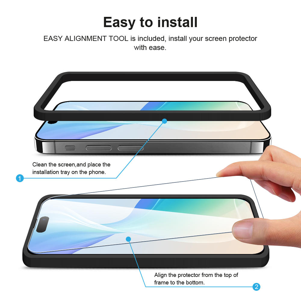 Skärmskydd i härdat glas till iPhone 16 Pro Max, 9H, 0.33mm