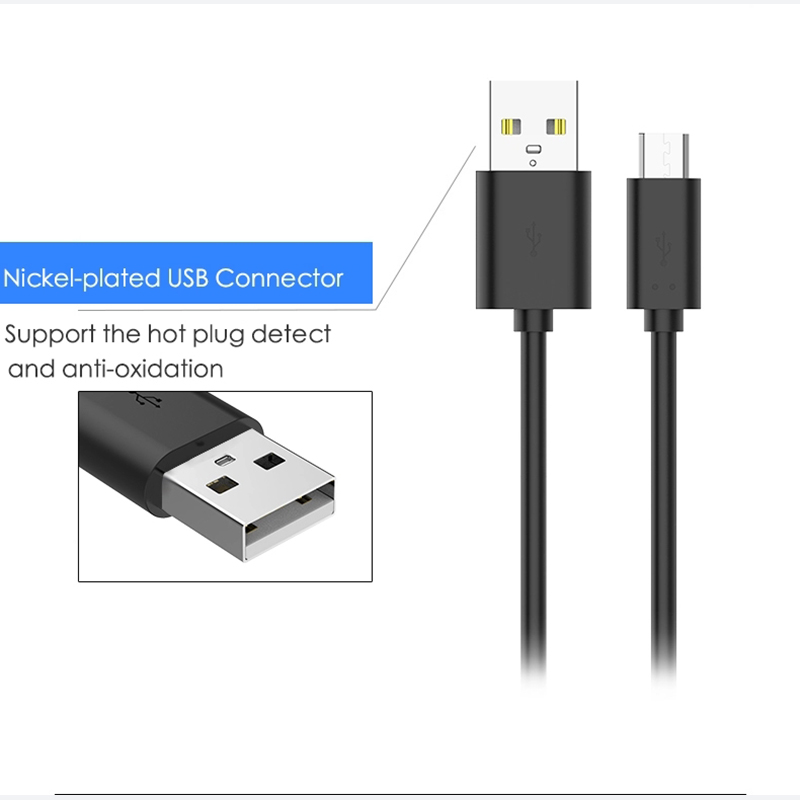 MicroUSB kabel, 2A, 80cm, svart