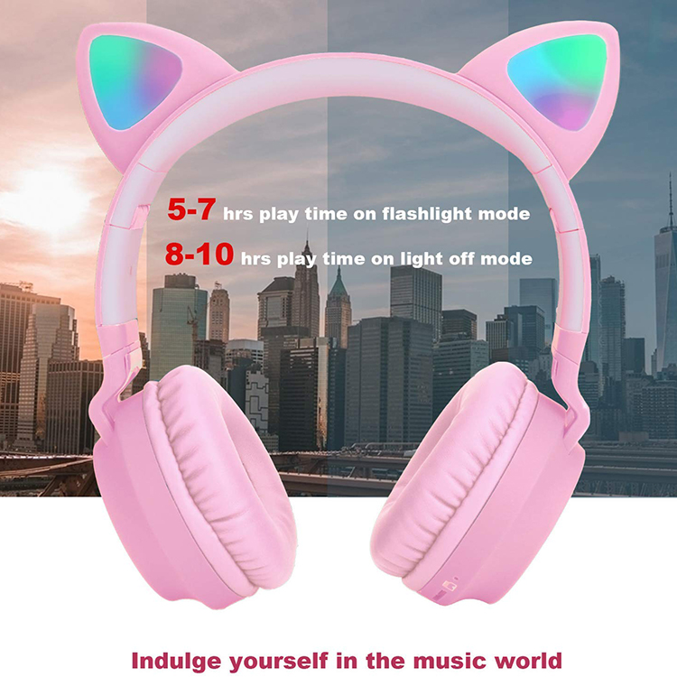Cat Ear trådlösa barnhörlurar, 3.5mm, rosa