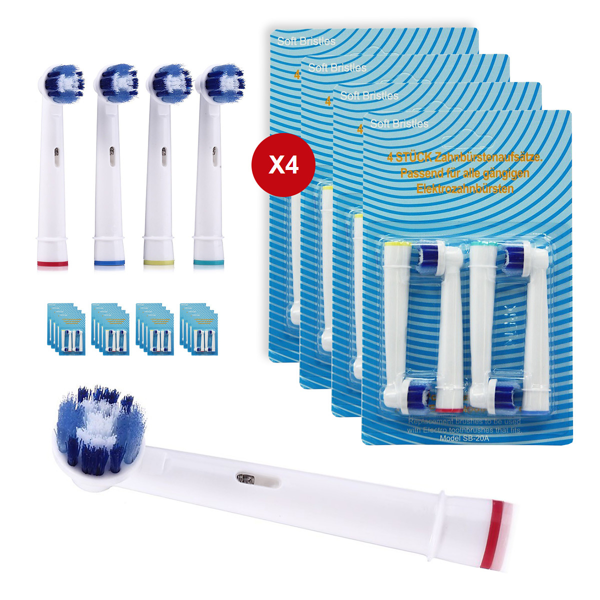 16-pack Oral-B kompatibla tandborsthuvuden SB-20A, Mjuka Dupont