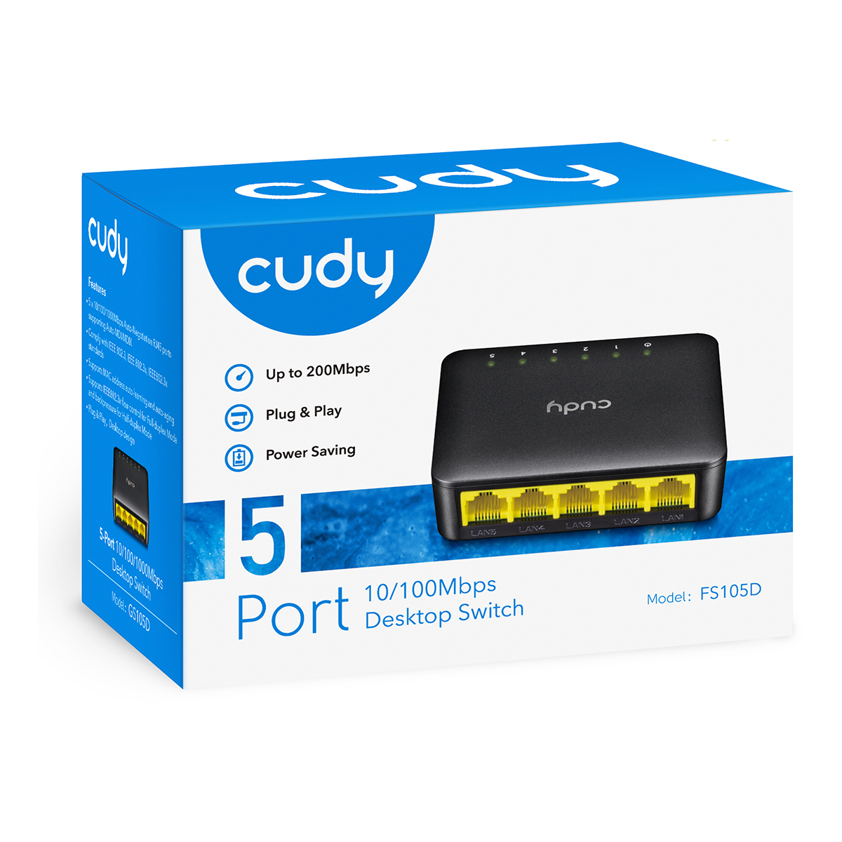 Cudy Multiport-switch med 5 portar, 10/100Mbps