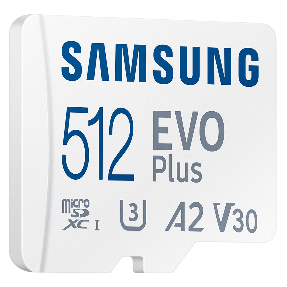 512GB Samsung EVO Plus MicroSDXC med SD-adapter, 130MB/s
