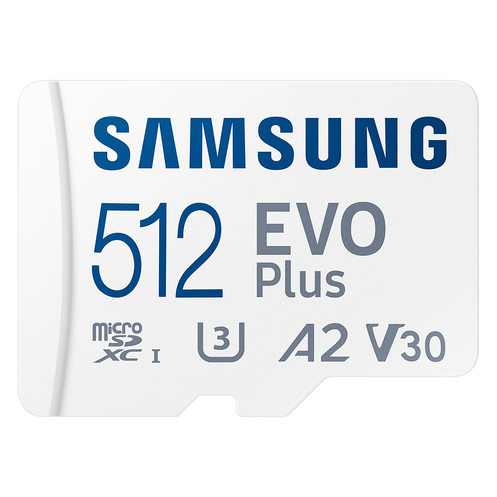 512GB Samsung EVO Plus MicroSDXC med SD-adapter, 130MB/s