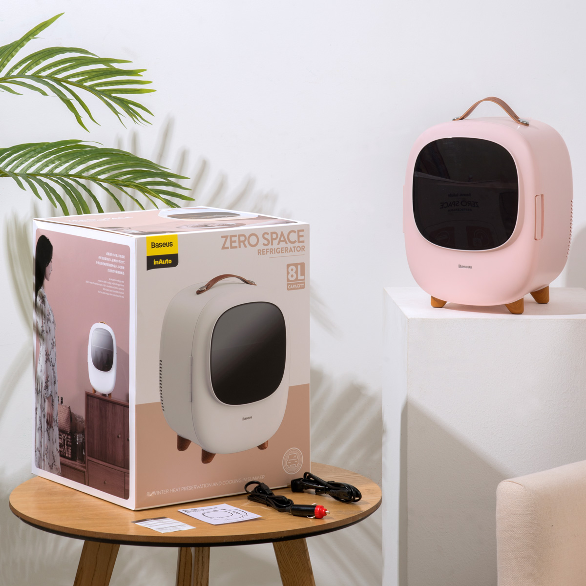 Baseus Zero Space Minikylskåp med värmefunktion, 8L, 60W, rosa