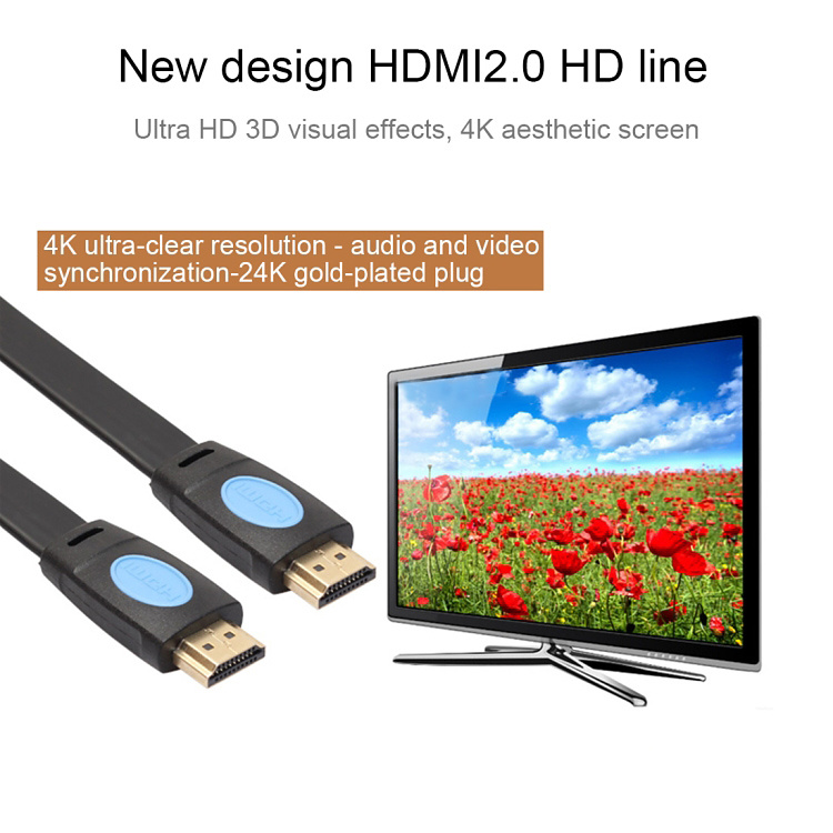 Extra tålig HDMI-kabel v2.0, Full-HD, 4K, guldpläterad, 5m