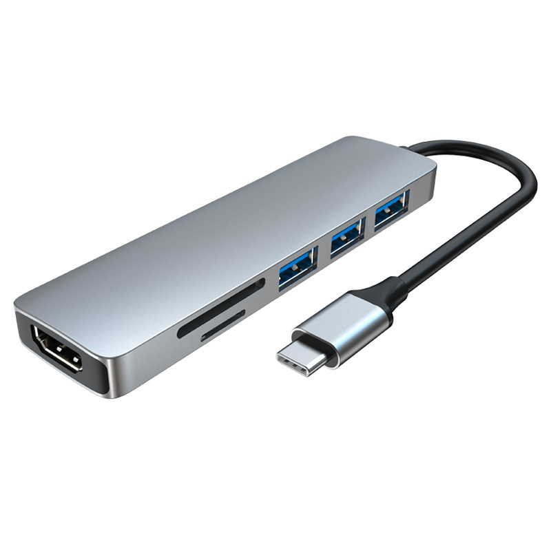 6-i-1 USB-C hubb med 3xUSB 3.0, kortläsare och HDMI, PD, 87W