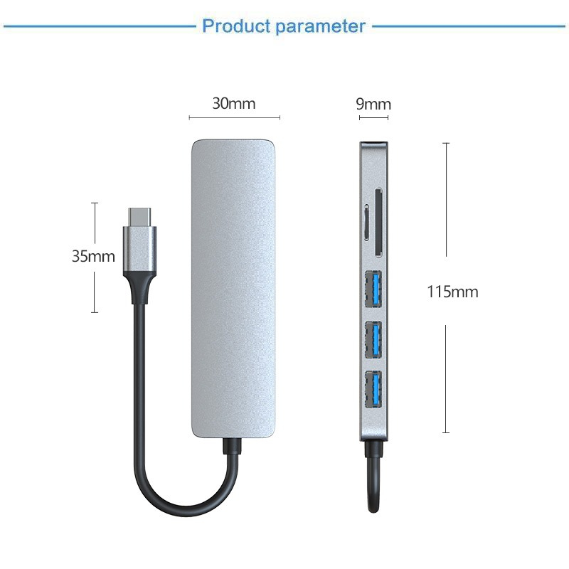 6-i-1 USB-C hubb med kortläsare och HDMI