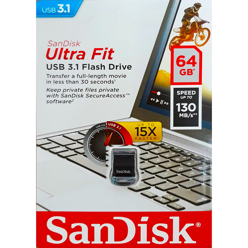 64GB USB-minne SanDisk Ultra Fit USB3.1, demoex