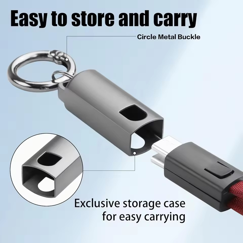 LAIMODA USB-C till USB-C kabel med nyckelring, 2.4A, 60W