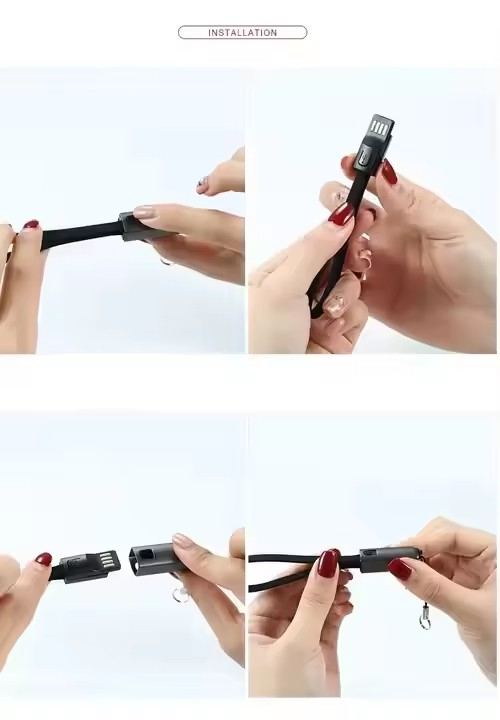 LAIMODA USB-C till USB-C kabel med nyckelring, 2.4A, 60W