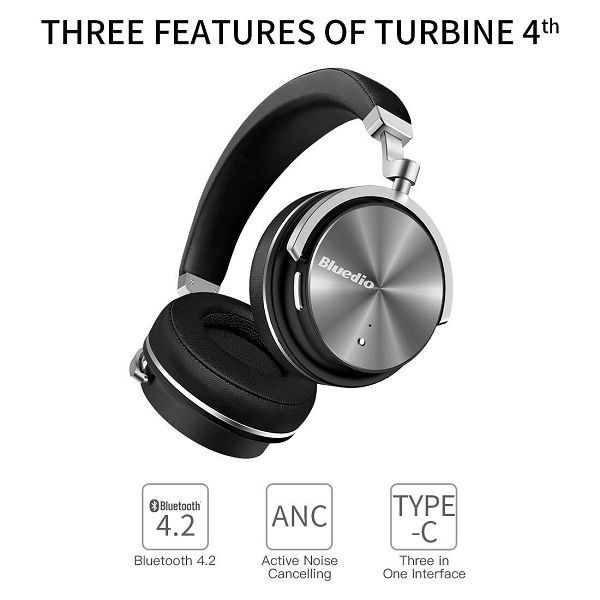 Bluedio T4 bluetooth v4.2 headset med brusreducering, svart