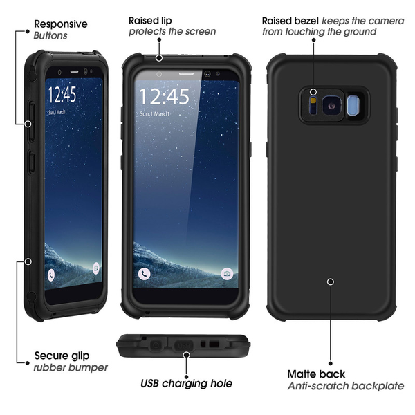 Vattentätt TPU skal till Samsung Galaxy S8 Plus, svart