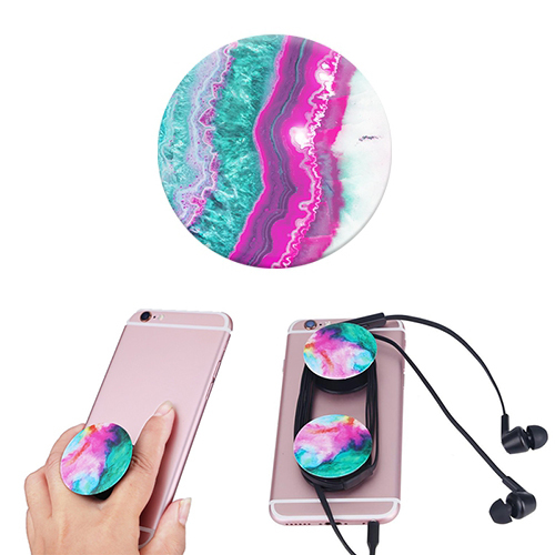 PopMount Universal grepp för mobil/surfplattor, Pink Teal Geode