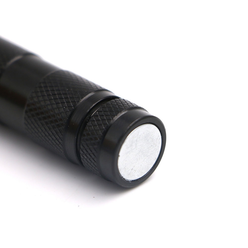 Multifunktionell LED ficklampa, ihopfällbar, svart