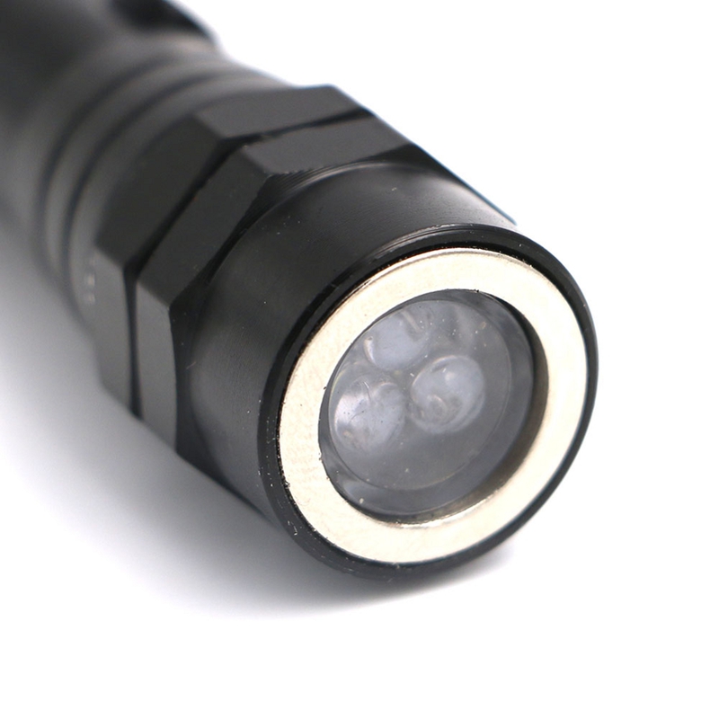 Multifunktionell LED ficklampa, ihopfällbar, svart
