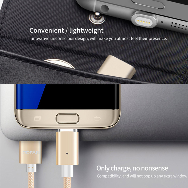 Smart magnetisk laddkabel, lightning, Micro-USB, guld