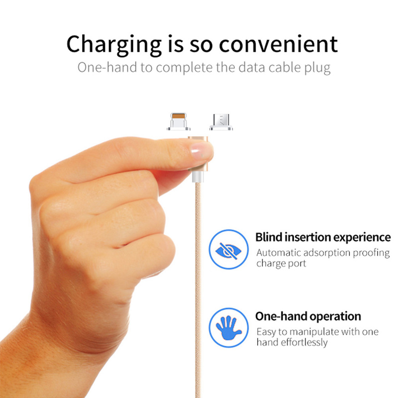 Smart magnetisk laddkabel, lightning, Micro-USB, guld