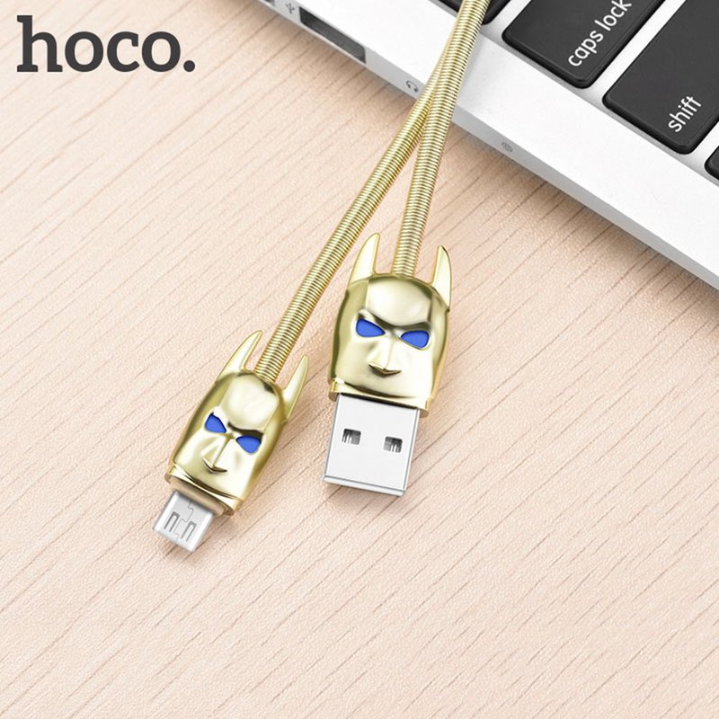 Hoco micro USB Shadow Knight LED, 1.2m, guld