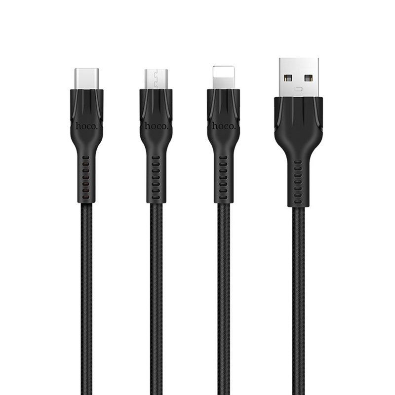Hoco U31 USB Apple Lightning + MicroUSB + Typ C Kabel, 1.2m
