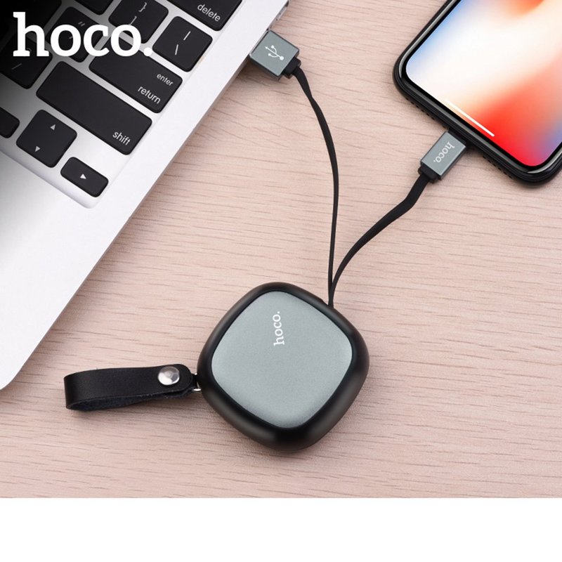 Hoco bärbar laddkabel USB-A till lightning, 0.9m