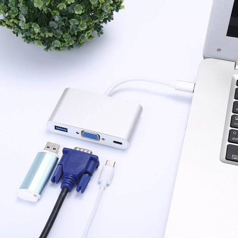 Adapter USB-C till VGA, USB-A, USB-C